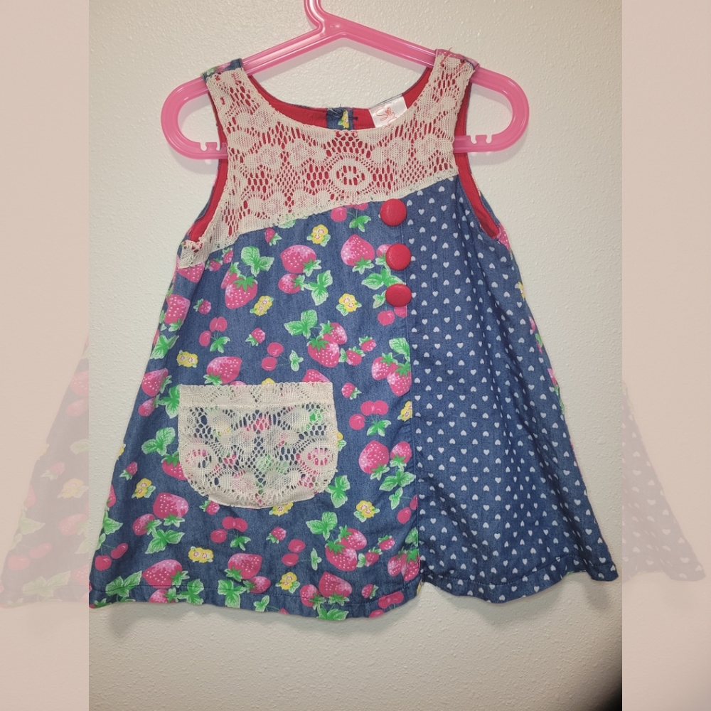 Denim Strawberry and Lace Shirt/Dress